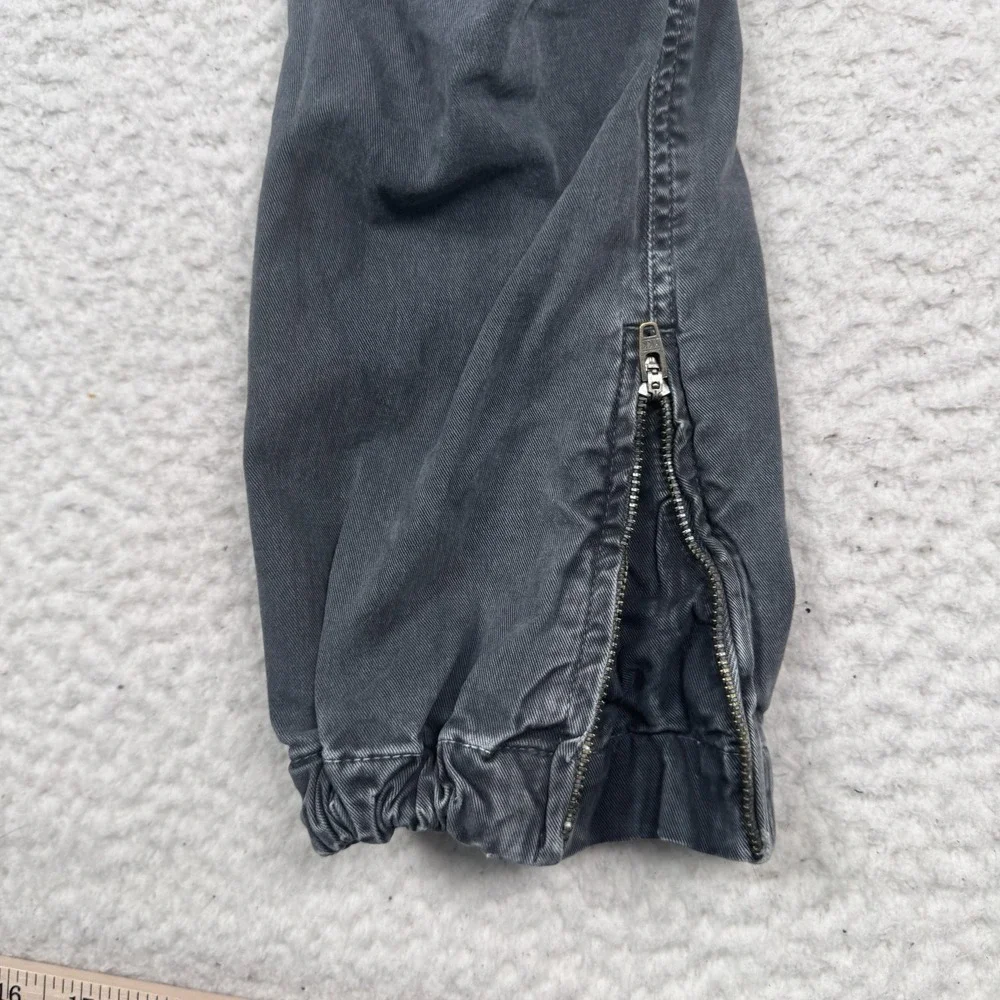 Nili Lotan Cropped Military Pant Size 2 Utility Jogger Black Faded Zip Ankle USA